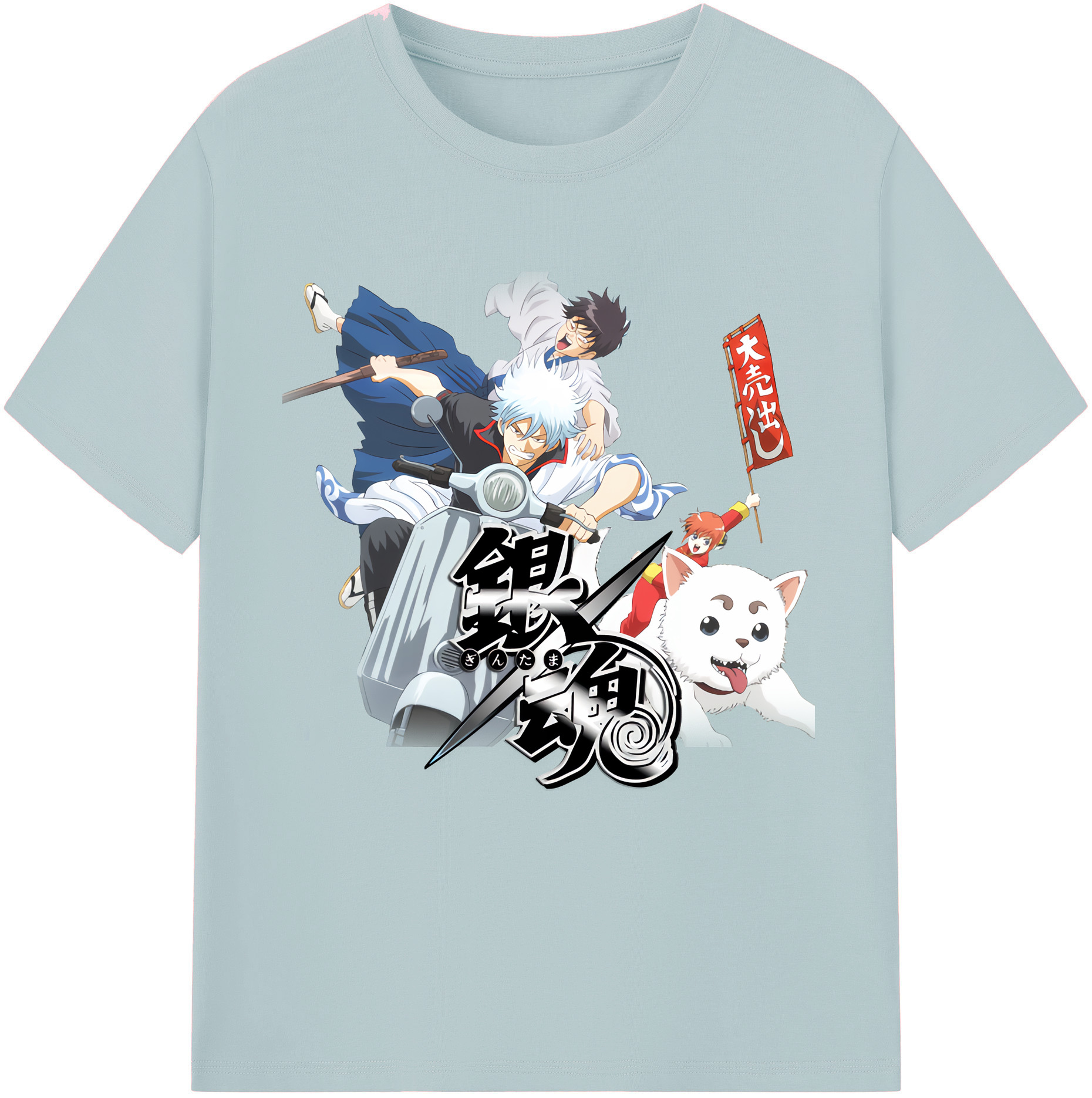 （画像用） ぎんたま 坂田銀時（さかたぎんとき） 神楽 志村新八（しむら しんぱち） GINTAMA Sakata Gintoki Kagura Shimura Shinpachi 綿100％半袖Tシャツ（フロントプリント）